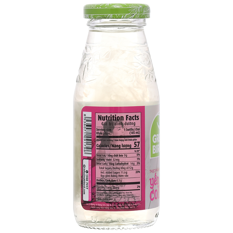Nước yến Collagen Green Bird Nutrinest lốc 6 chai x 185ml - 8